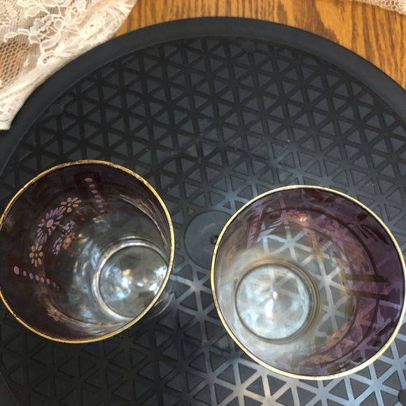 Set of 2 Vintage Juice Glasses Hand Painted Purple Ombré - Picture 9 of 13